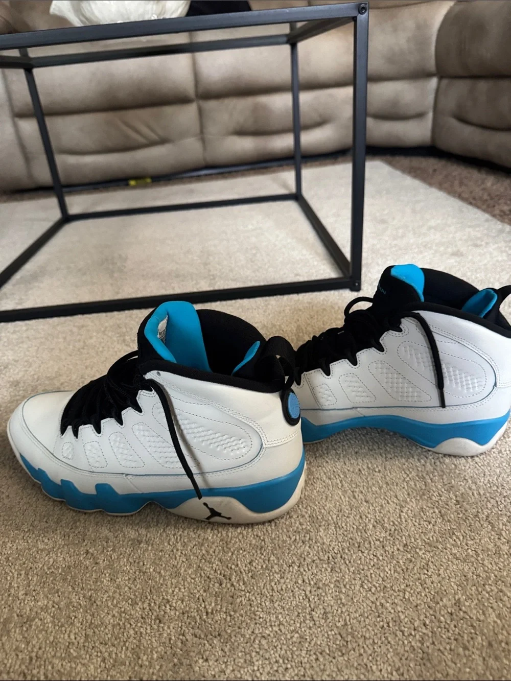 Jordan Kids White & Black High-Top Sneakers with Blue Accents